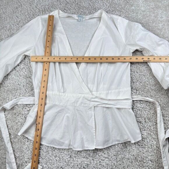 Sundance Avant Garde 3/4 Puff Sleeve Wrap Top Blouse White - Picture 7 of 9